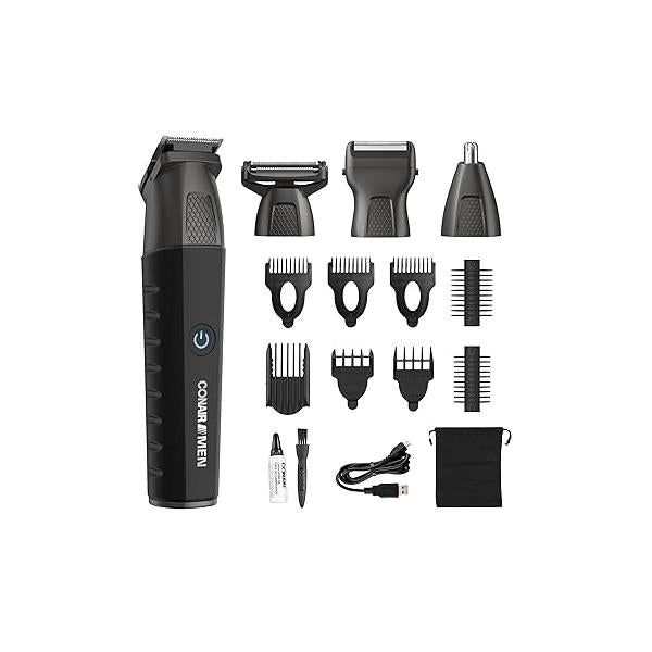 Conair Men All-in-One Trimmer for - Nose Hair, Beard, Mustache, Body Hair 16 Piece Men's Grooming Kit Manscaping- Showerproof Rechargeable