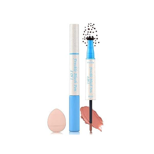 Freckle Pen and Liquid Blush Makeup Set, Stamp, Pencil with Powder Puff, Freckles Tattoo, Waterproof Quick Dry Long Lasting, Natural Sun-kiss Face #01