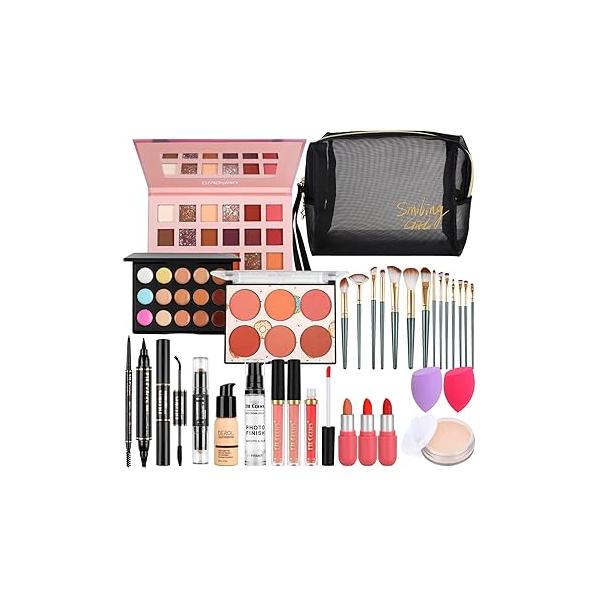 Fenshine All In One Makeup Kit for Women Full Kit, Gift Set Beginners, Essential Starter Bundle Include Eyeshadow Palette Lipstick Eyebrow Pencil Brush (Type C)