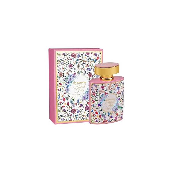 Al Haramain Floral Fair - Arabian Perfume for Women Arabic Long Lasting Fragrance with Notes of Rose, Bergamot, Jasmine, Musk, and Patchouli Extrait De Parfum Spray 3.4 oz EDP