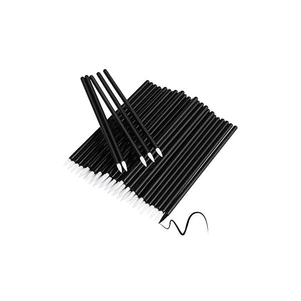 Disposable Eyeliner Brush Eye shadow Applicator Fine Point Liner Pens Lip brushs Cosmetic Wands Makeup Tool set，200pcs (Black)