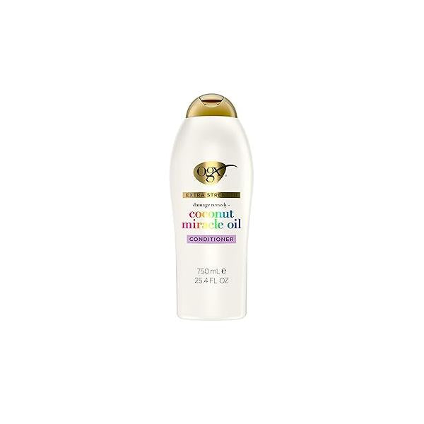 OGX Extra Strength Damage Remedy + Coconut Miracle Oil Conditioner for Dry, Frizzy or Coarse Hair, Hydrating & Flyaway Taming Conditioner, Paraben-Free, Sulfate-Free Surfactants, 25.4 Fl Oz