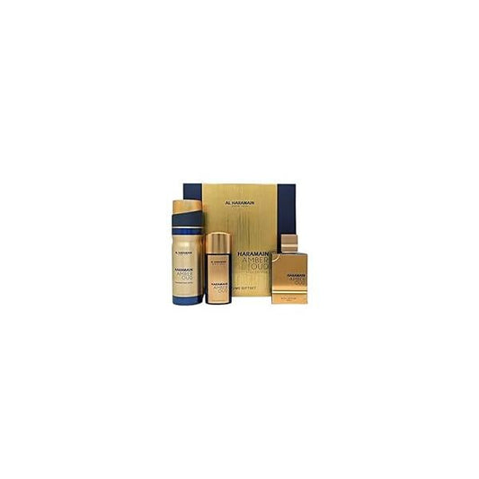 Al Haramain Amber Oud Bleu Edition 3 Pc Gift Set for Unisex - Luxury Cologne & Perfume Men Women 2.5oz EDP Spray, 1oz 6.6oz Body Spray Arabian Arabic Long Lasting Fragrance