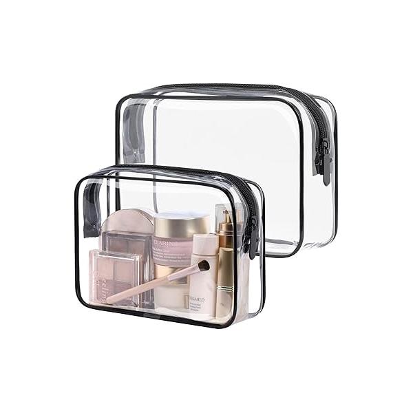PACKISM Clear Makeup Bag - 2 Packs TSA Approved Toiletry for Women Quart Size Travel Approved, Bags Traveling