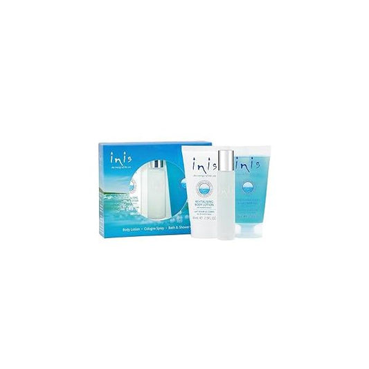 Inis the Energy of Sea Trio Gift Set - Travel Size Toiletries for Women and Men Body Wash Lotion Ocean Fresh Unisex Cologne