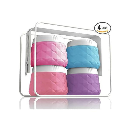 Travel Size Containers for Toiletries, TSA Approved Toiletries Silicone Cosmetic Cream Jars, Leak-Proof Refillable W/Clear Bag (VIBRANT, 3OZ)
