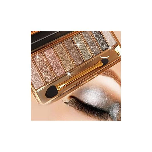 Glitter Eyeshadow Pallet Makeup Sets, 9 Colors Shimmer Sparkle Palette Diamond Bright Shimmery Sparkly Glittery Highly Pigmented Waterproof Long-lasting Eye Shadow