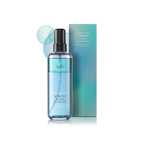LA'DOR Keratin Hydrating Anti-Frizz Oil Water Perfume Heat Protectant Hair Mist - Leave-In Treatment Spray for Dry Damaged Korean Haircare LADOR 4.4 Fl Oz