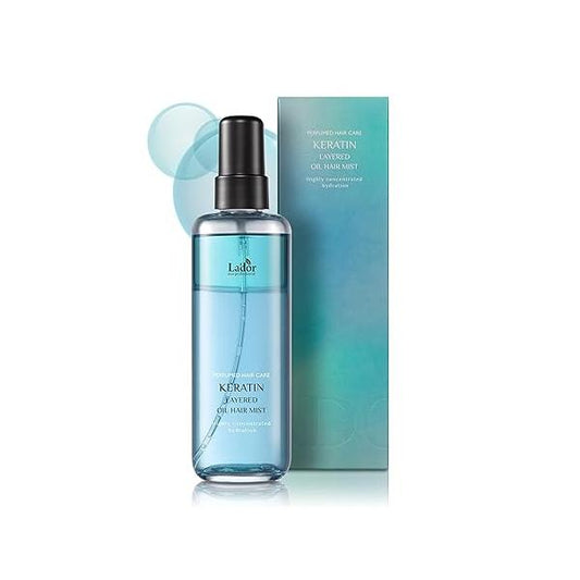 LA'DOR Keratin Hydrating Anti-Frizz Oil Water Perfume Heat Protectant Hair Mist - Leave-In Treatment Spray for Dry Damaged Korean Haircare LADOR 4.4 Fl Oz