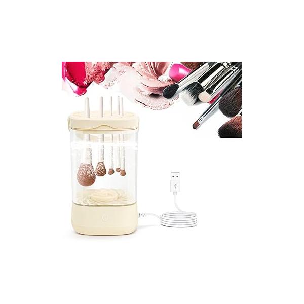Makeup Brush Cleaner Electric Washer Cleaning Machine Tools USB Plug-In Automatic Organizer, Suitable For Various Of Irregular Brushes (Pink)