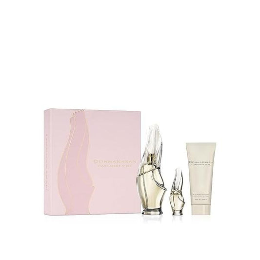 Donna Karan Cashmere Mist Eau de Parfum Everything 3 Piece Gift Set For Women - Perfume Spray 3.4 Fl. Oz., Deluxe Mini 0.17 & Body Lotion Oz.
