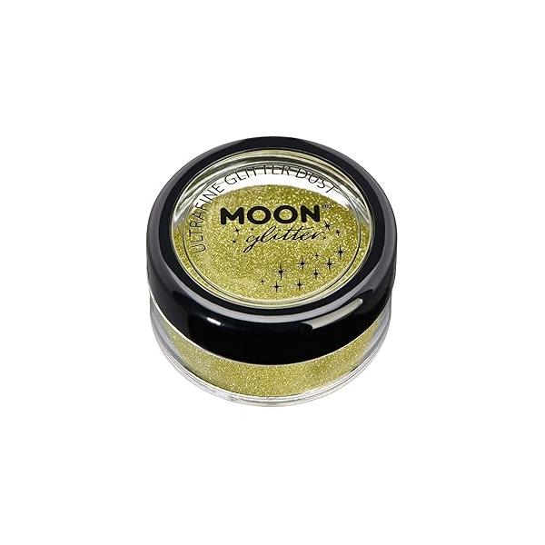 Classic Ultrafine Glitter Dust by Moon - 100% Cosmetic for Face, Body, Nails, Hair and Lips - 5g Gold